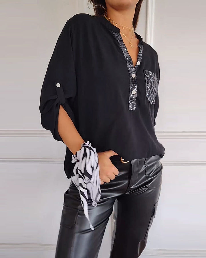 V-Neck Casual Blouse for Women