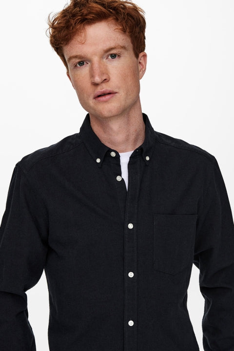 Long-Sleeve Shirt with Twill Design for Men
