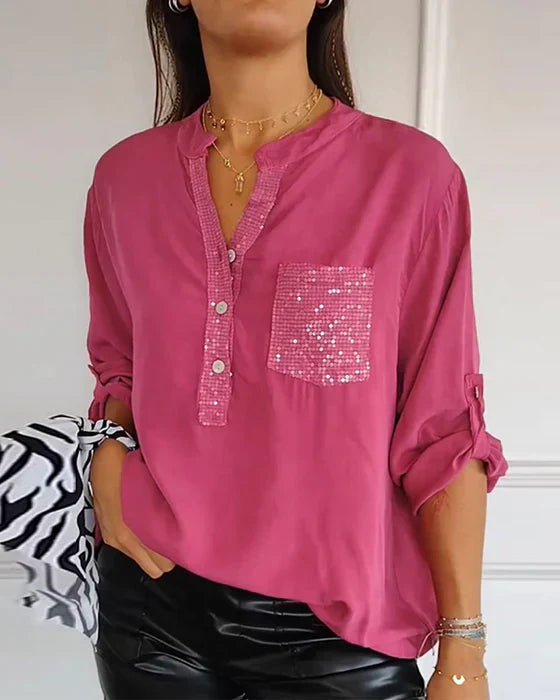 V-Neck Casual Blouse for Women