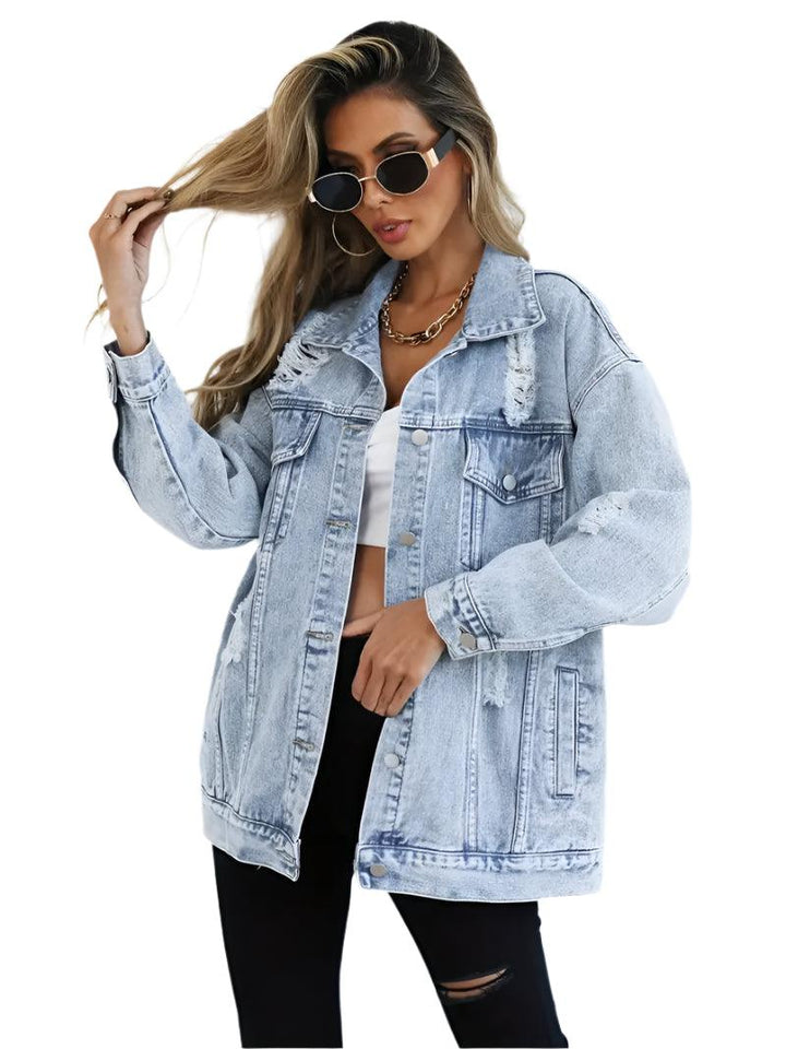 Veste en jean surdimensionnée tendance pour femmes