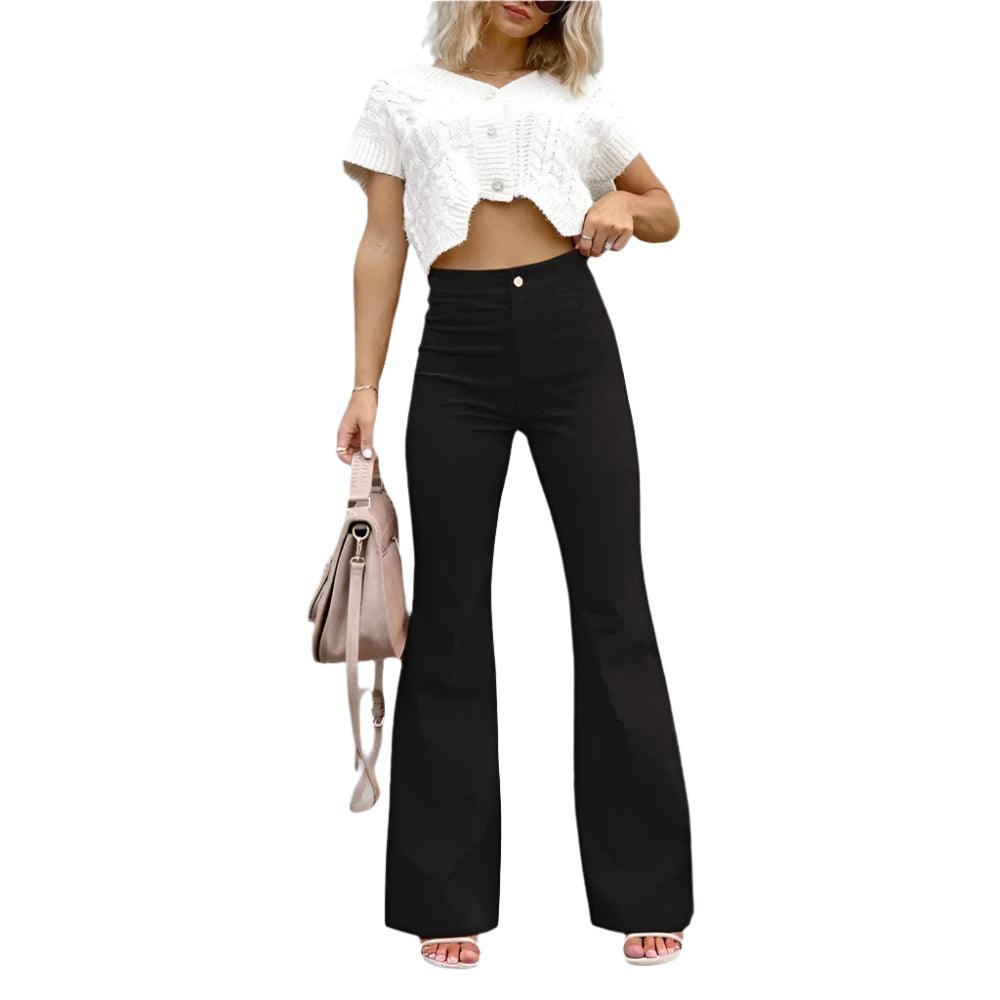 Pantalon évasé en velours côtelé pour femme | Jambe large
