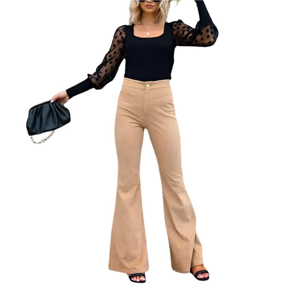 Pantalon évasé en velours côtelé pour femme | Jambe large