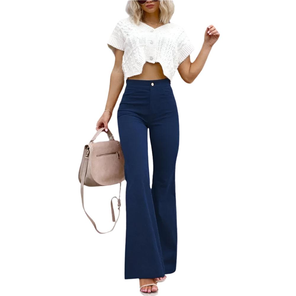 Pantalon évasé en velours côtelé pour femme | Jambe large