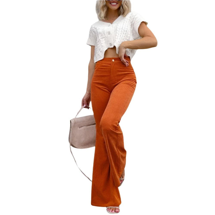 Pantalon évasé en velours côtelé pour femme | Jambe large
