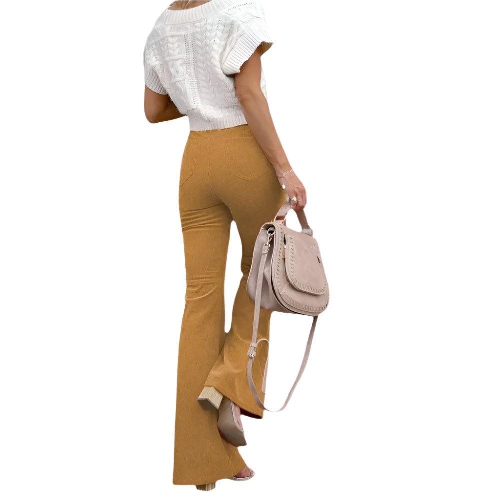 Pantalon évasé en velours côtelé pour femme | Jambe large