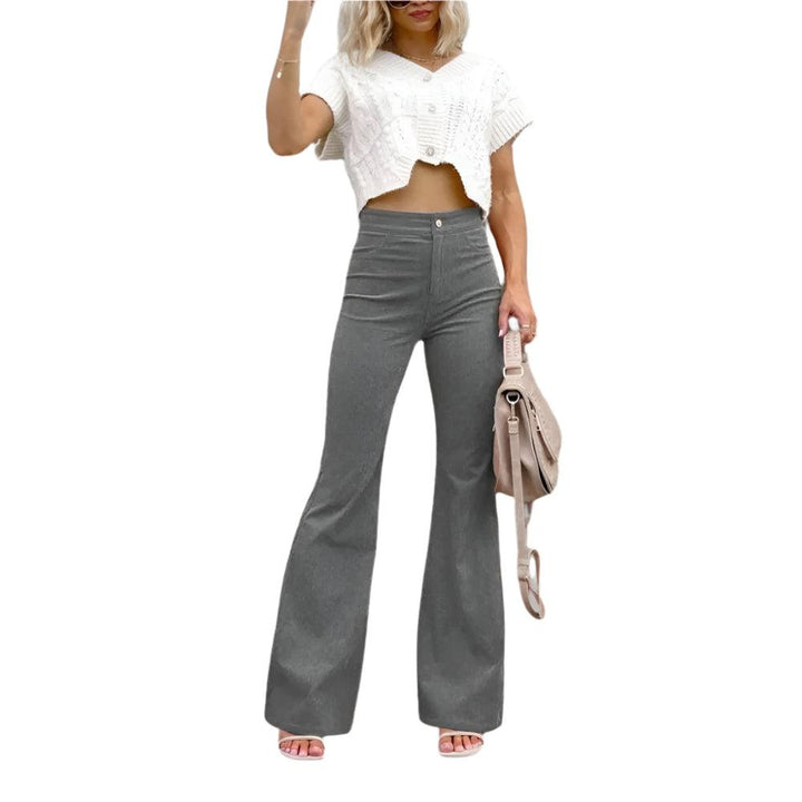 Pantalon évasé en velours côtelé pour femme | Jambe large