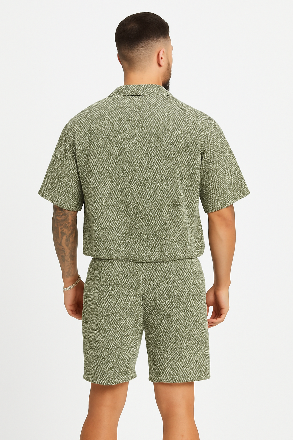 Casual Patterned Shirt and Shorts Set for Men