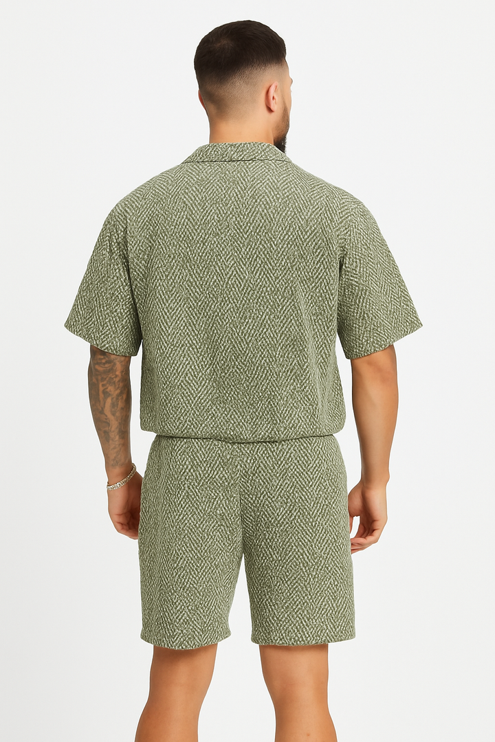 Casual Patterned Shirt and Shorts Set for Men