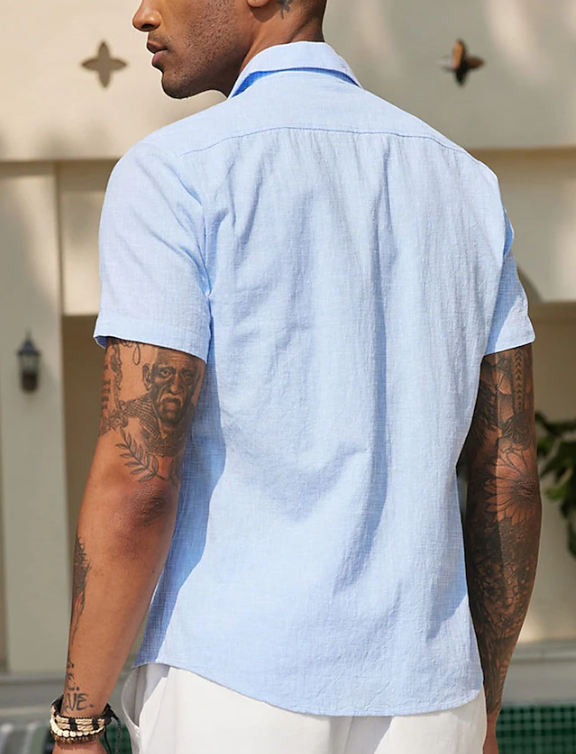 Button Down Shirt with Short Sleeves for Men