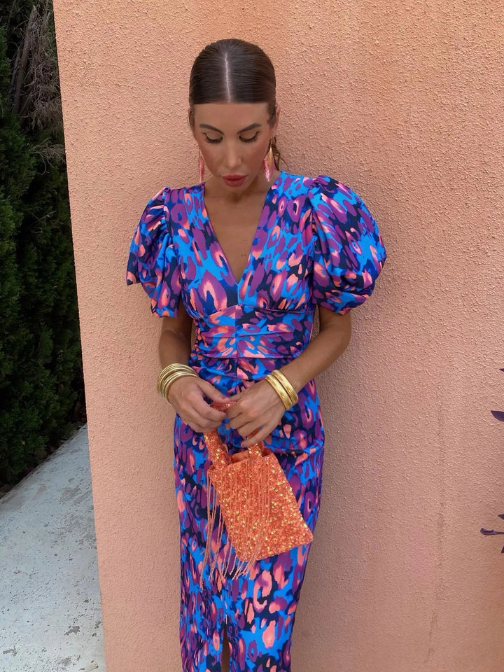 Robe de soirée pour femmes | Midi à manches bouffantes