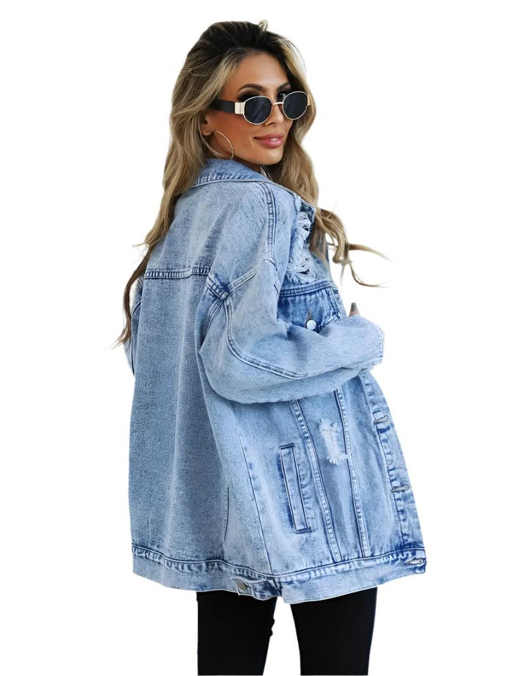 Veste en jean surdimensionnée tendance pour femmes