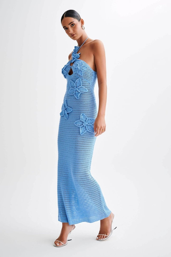 Robe florale au crochet pour femme | Maxi