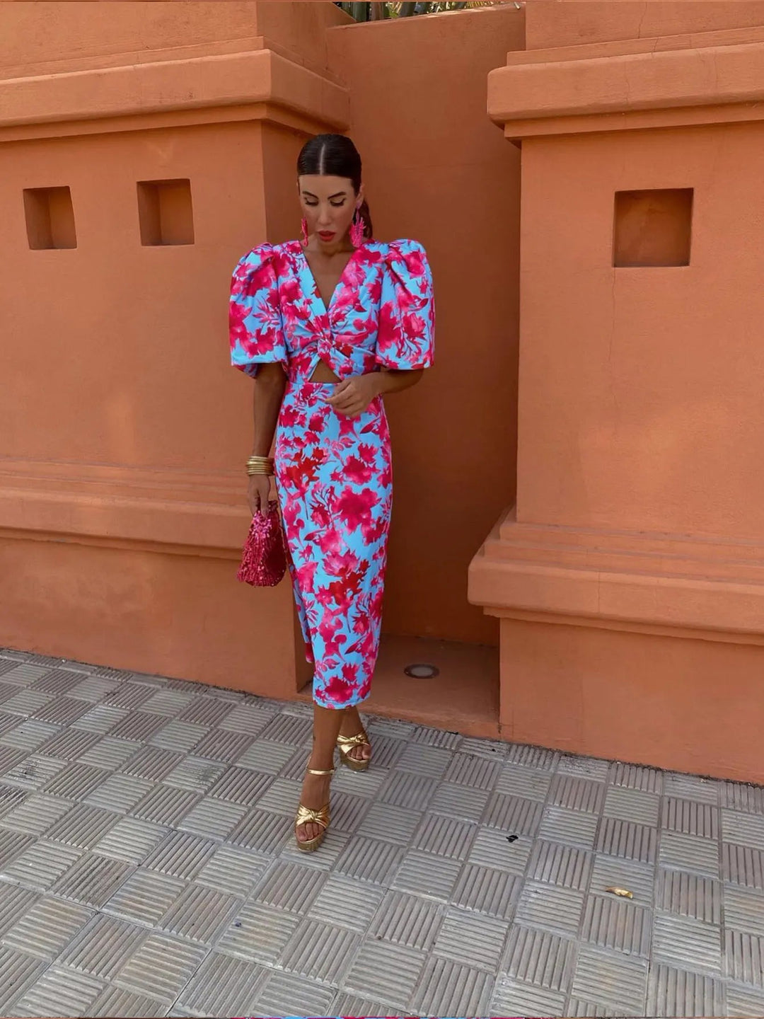 Robe de soirée pour femmes | Midi à manches bouffantes