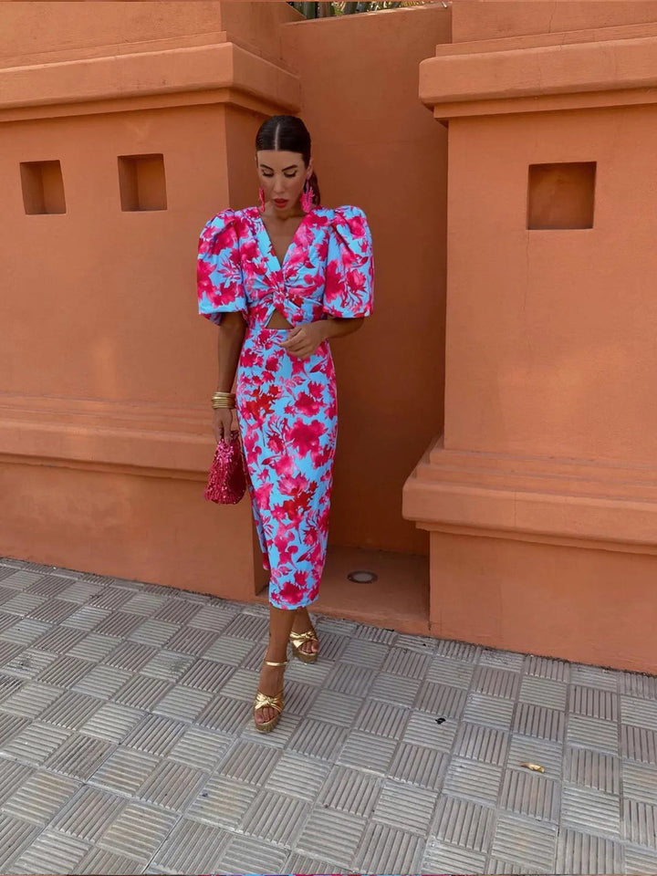 Robe de soirée pour femmes | Midi à manches bouffantes