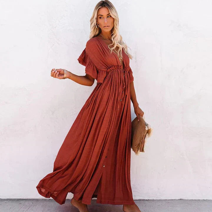 Robe femme avec décolleté en V profond | Dos ouvert