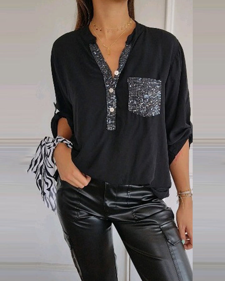 V-Neck Casual Blouse for Women