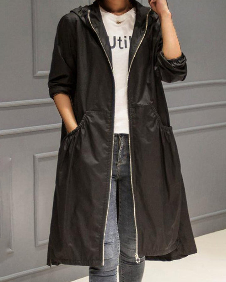 Veste à capuche style coréen pour femme | Mi-longue