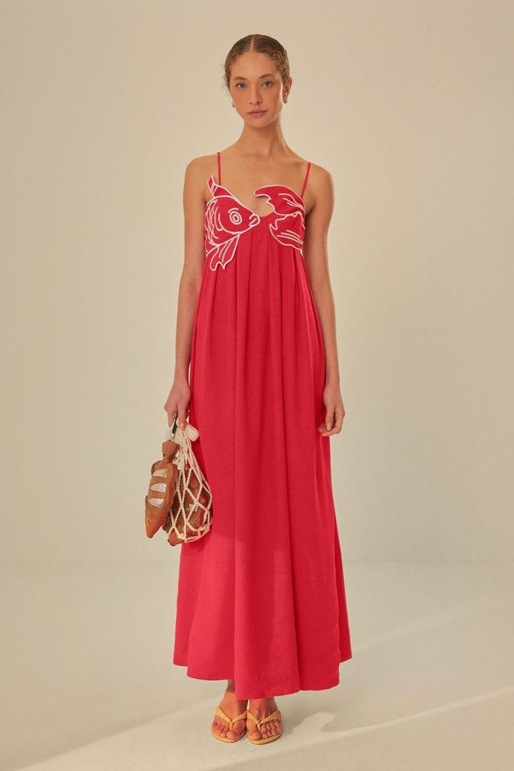 Robe femme brodée | Maxi