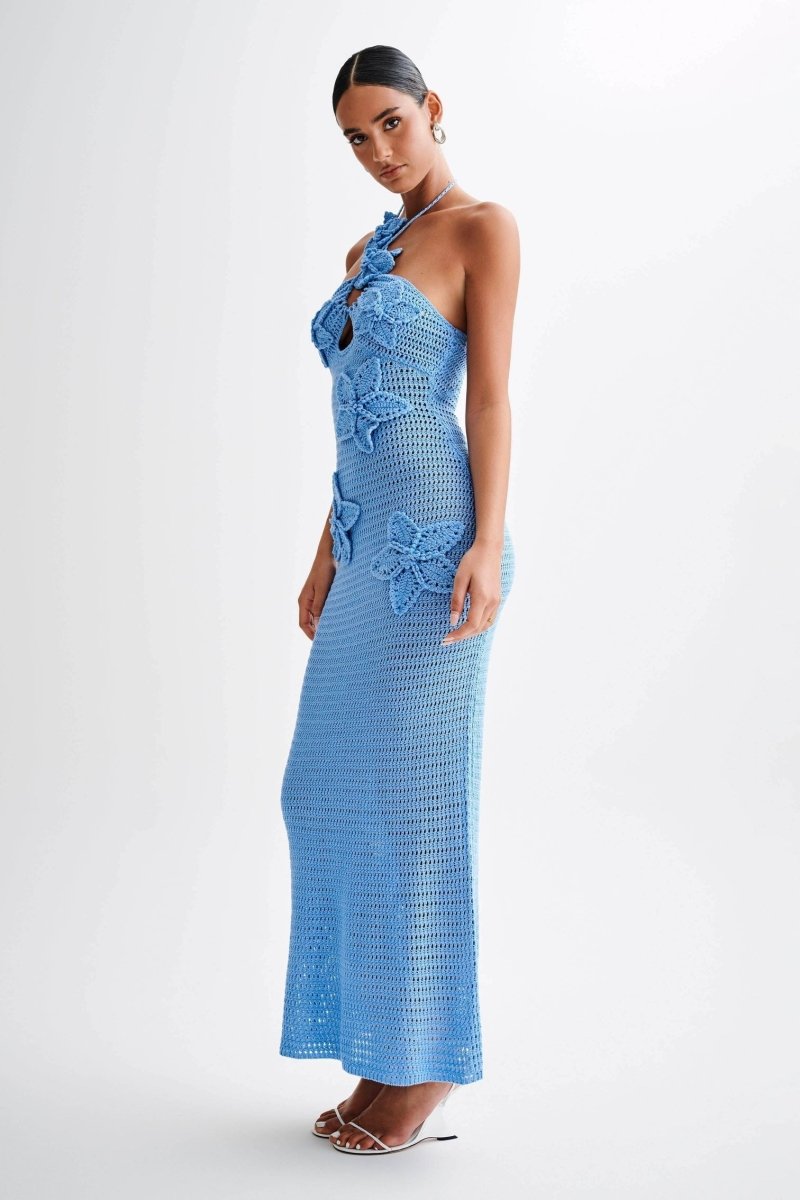 Robe florale au crochet pour femme | Maxi