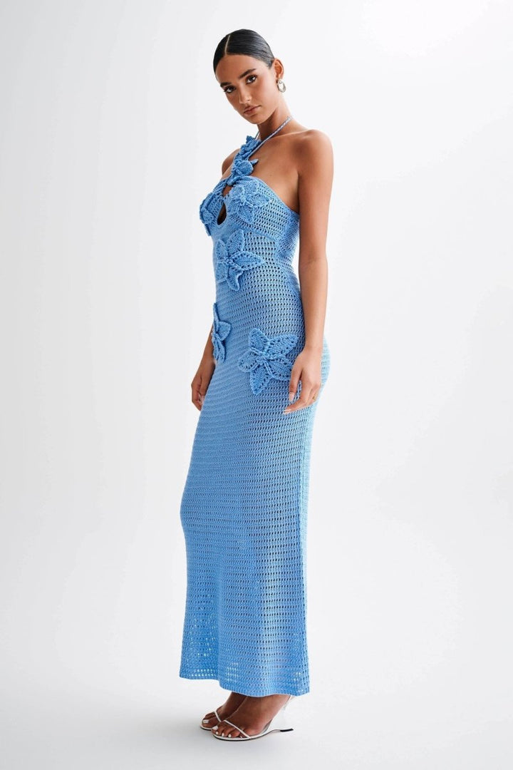 Robe florale au crochet pour femme | Maxi