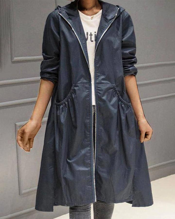 Veste à capuche style coréen pour femme | Mi-longue
