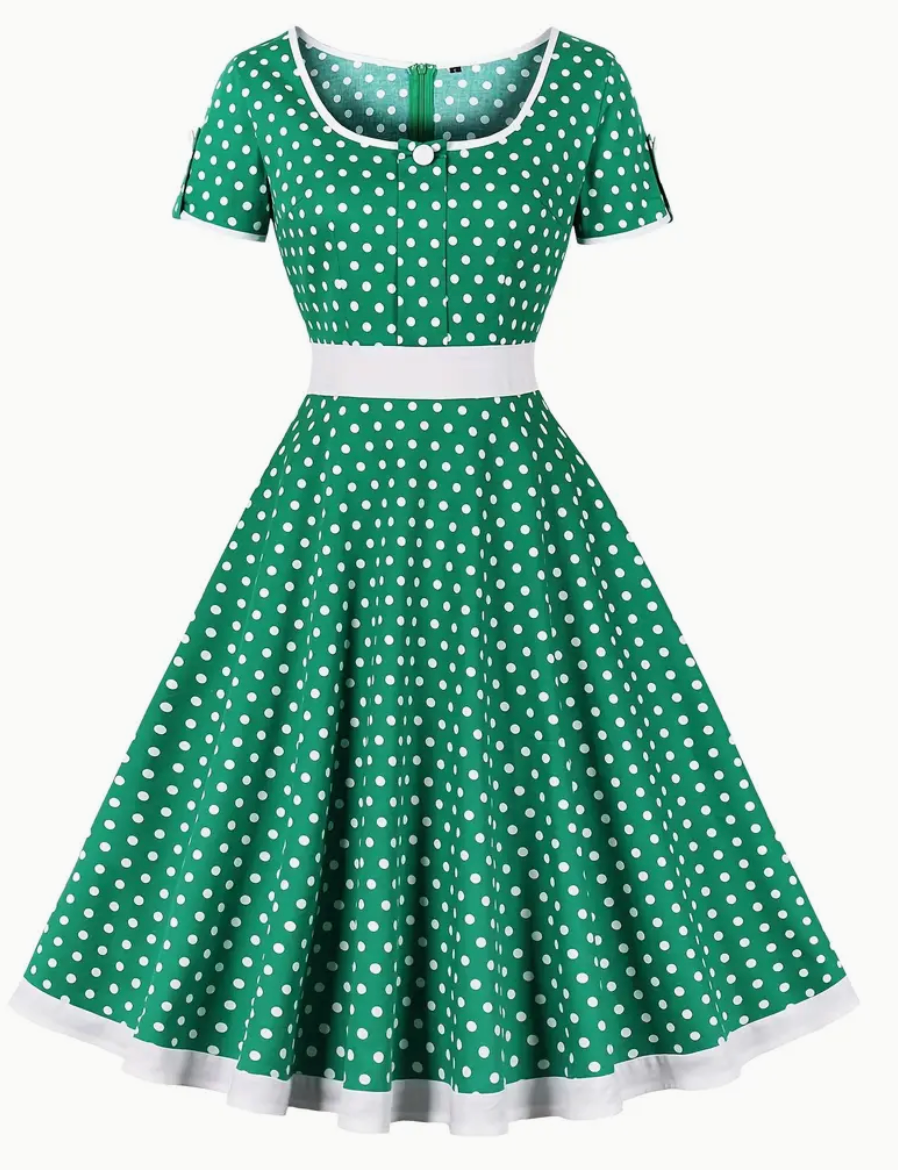 Robe vintage à pois pour femme | Printemps/Été
