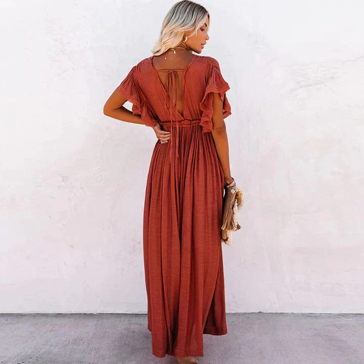 Robe femme avec décolleté en V profond | Dos ouvert