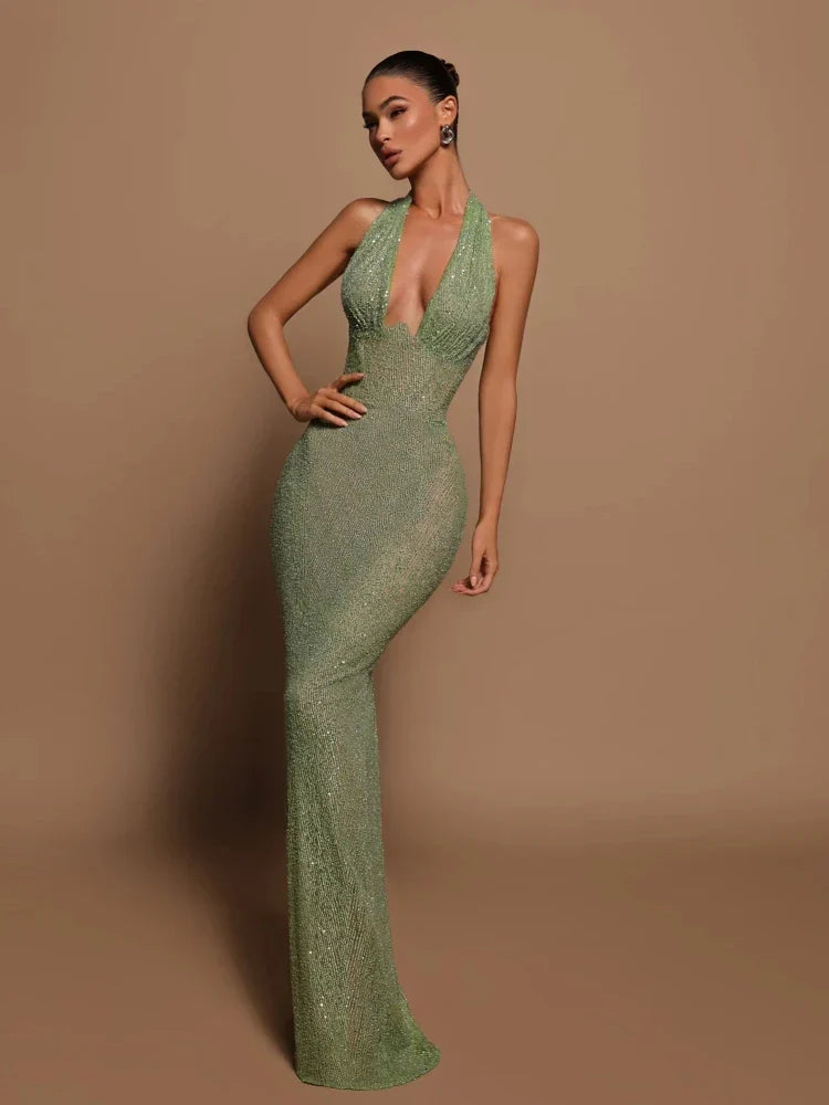 Robe de soirée pour femme | Décolleté en V Maxi