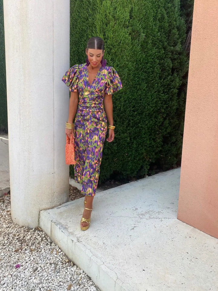 Robe de soirée pour femmes | Midi à manches bouffantes