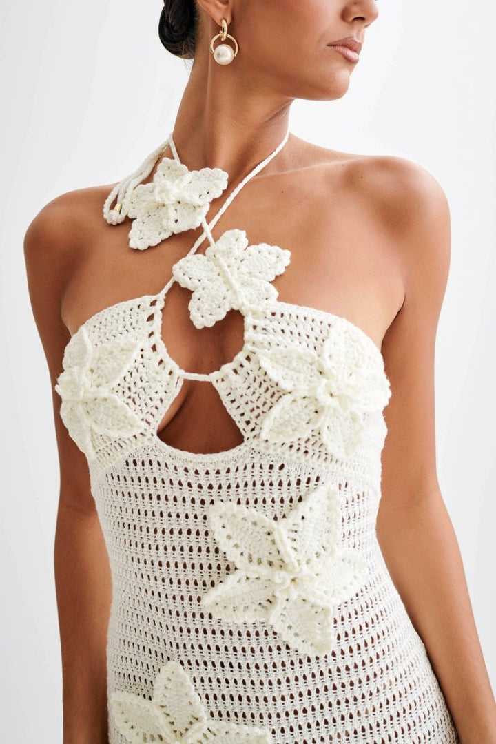 Robe florale au crochet pour femme | Maxi