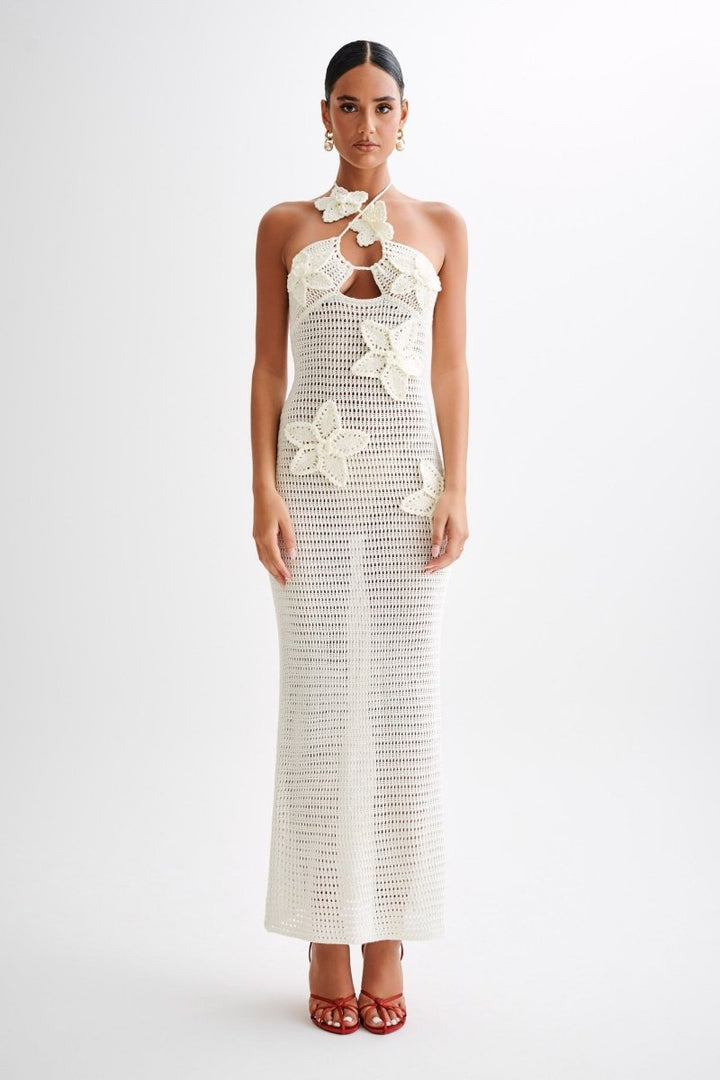 Robe florale au crochet pour femme | Maxi