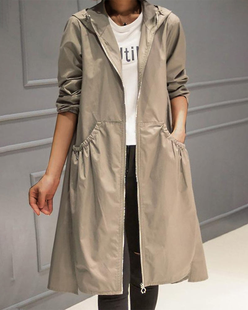 Veste à capuche style coréen pour femme | Mi-longue