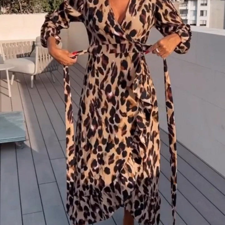 Robe à imprimé léopard pour femme | Midi