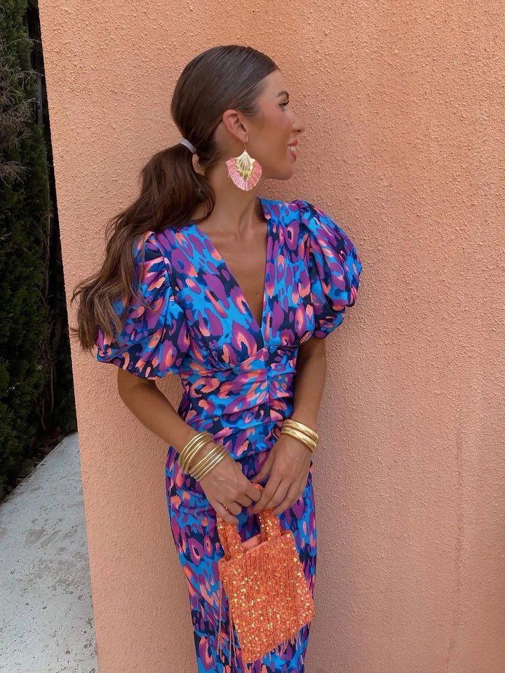 Robe de soirée pour femmes | Midi à manches bouffantes