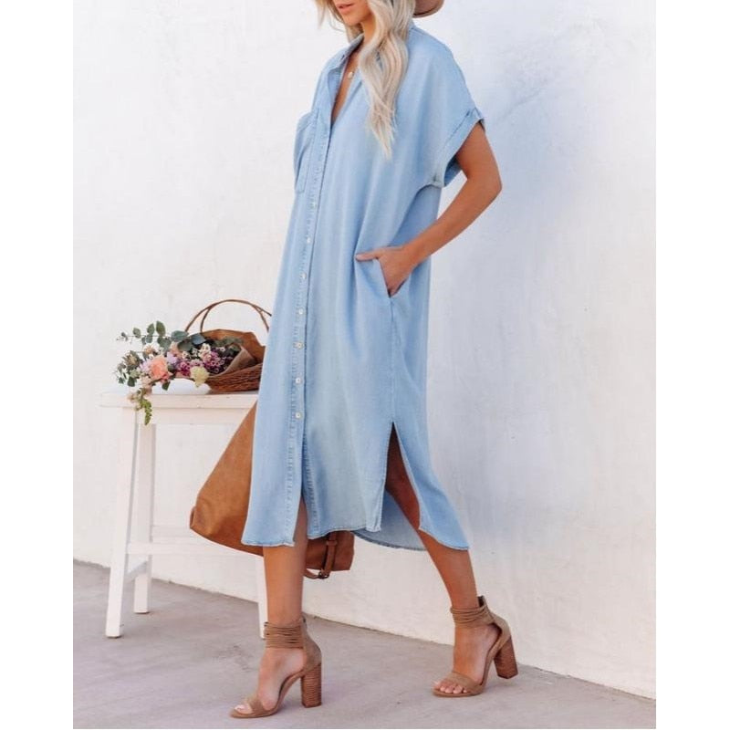 Robe d'été en jean pour femme | Midi