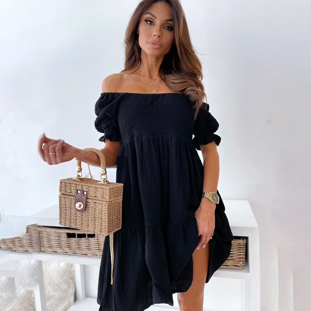 Robe Manches bouffantes d'été pour femme | Midi