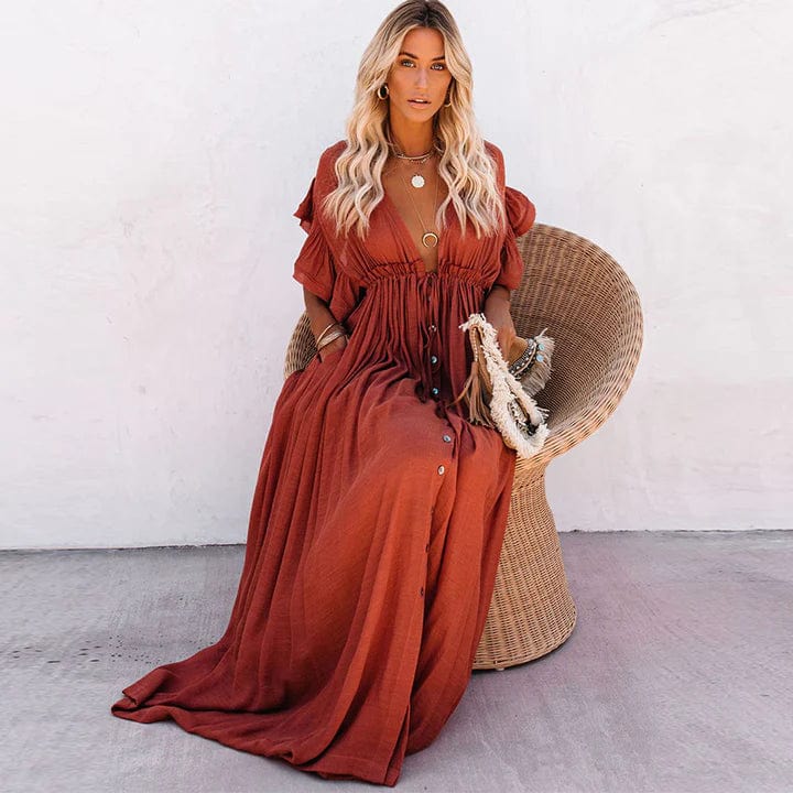 Robe femme avec décolleté en V profond | Dos ouvert