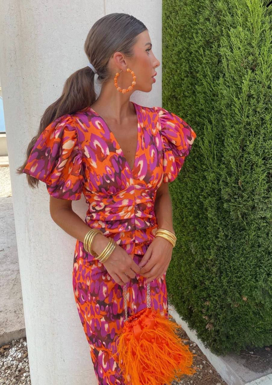 Robe de soirée pour femmes | Midi à manches bouffantes