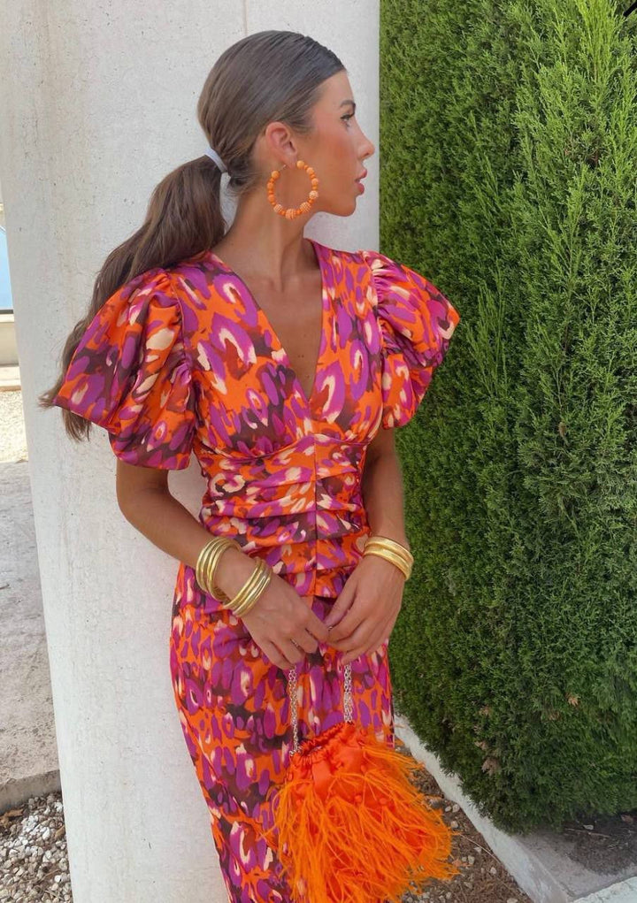Robe de soirée pour femmes | Midi à manches bouffantes